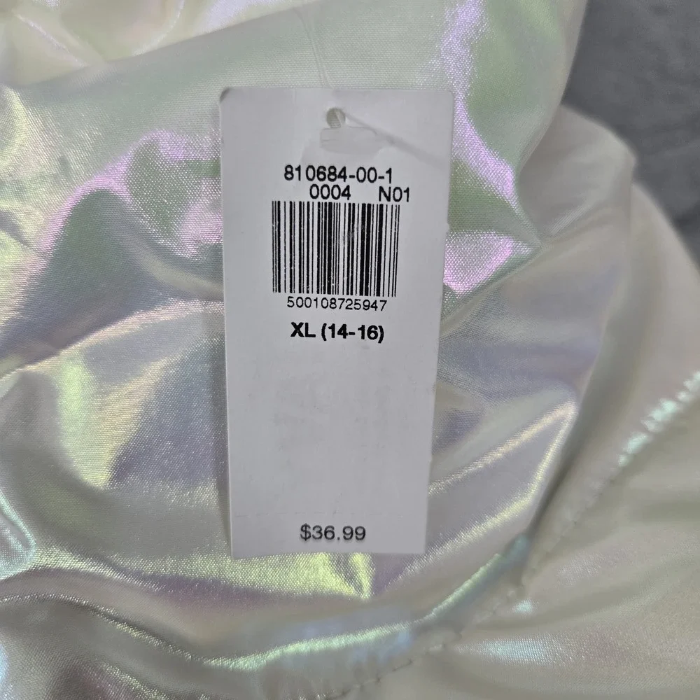 Old Navy Girls Jacket XL (14-16) White Puffer Vest Holofoil Sleeveless NWT